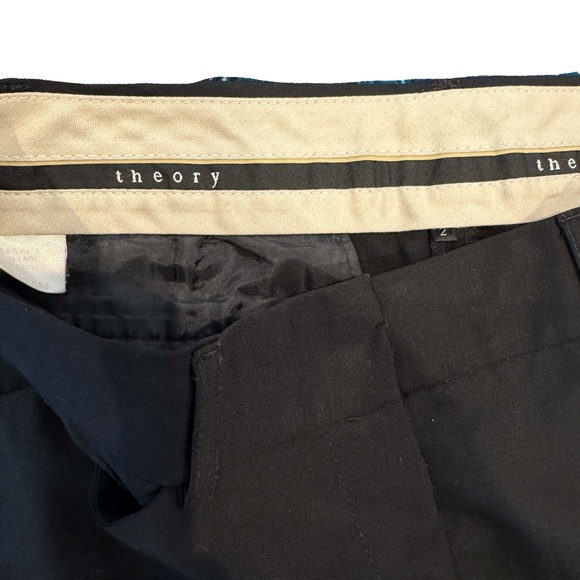Theory Black Wool Straight Leg Trousers Pants Classic Workwear Size 2 - Picture 4 of 6